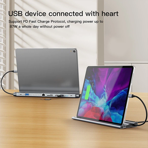 Laptop Stand Docking With Dual HDMI VGA MST
