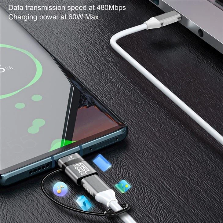 Lightning To USB-C PD 60W Rapid Charging Adapter With Smart Chip